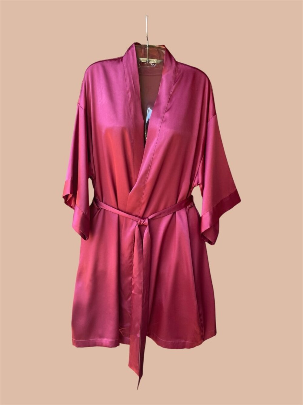Victoria’s Secret Silky Satin Robe Kimono Style Coral S/M